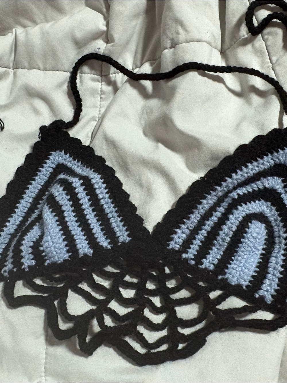 Gothic Spiderweb Crochet Bralette Top - Black and White